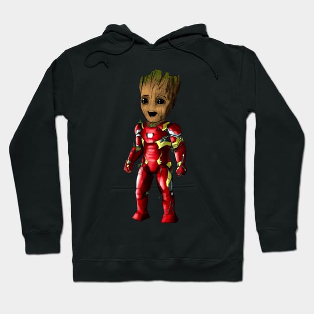 Baby Groot as Iron Man Hoodie by hardwoodknocks